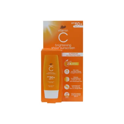 Boots Vitamin C ব্রাইটেনিং শিয়ার সানস্ক্রিন SPF50 30 মিলি