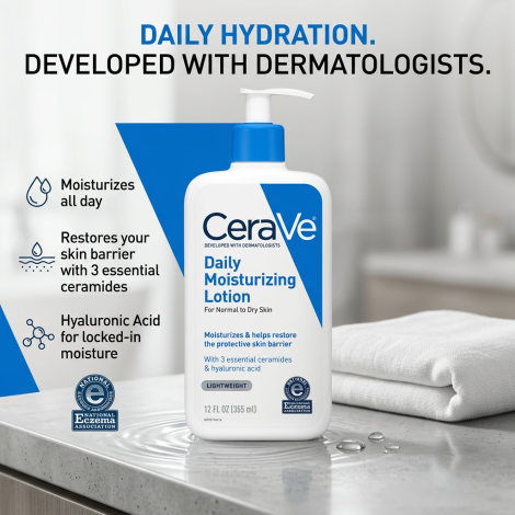CeraVe ডেইলি ময়েশ্চারাইজিং লোশন নরমাল টু ড্রাই স্কিন 355ml