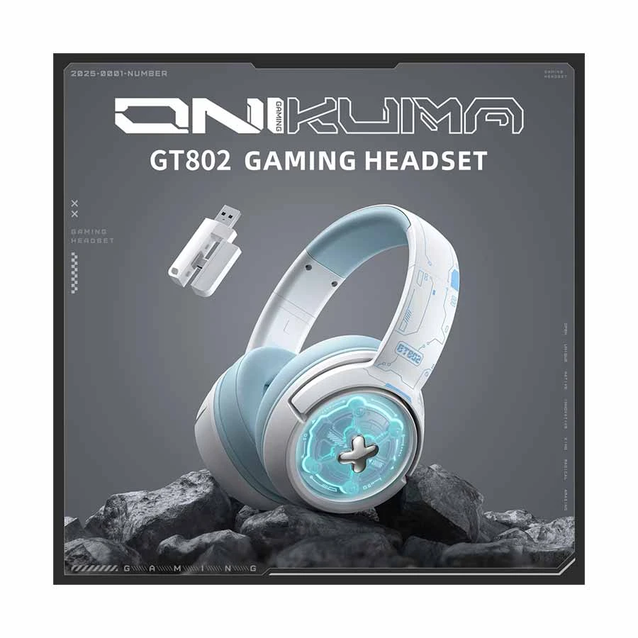 Onikuma GT802 RGB Tri-Mode Bluetooth White Stereo Gaming Headphone