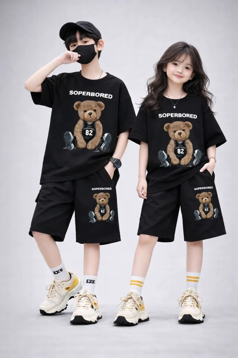 Kids' Drop Shoulder Printed T-Shirt and Pant Set, 2 to 5 Years