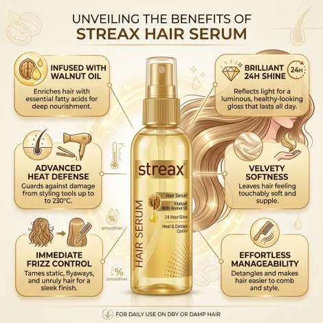 Streax ওয়ালনাট অয়েল হেয়ার সিরাম 100ml
