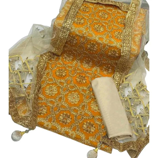 সেমি-স্টিচড জর্জেট এমব্রয়ডারি থ্রি পিস