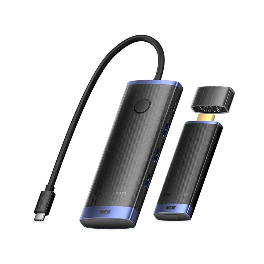 Vention TPVBB USB-C Hub with Wireless HDMI Receiver, Tri USB 3.0 & PD