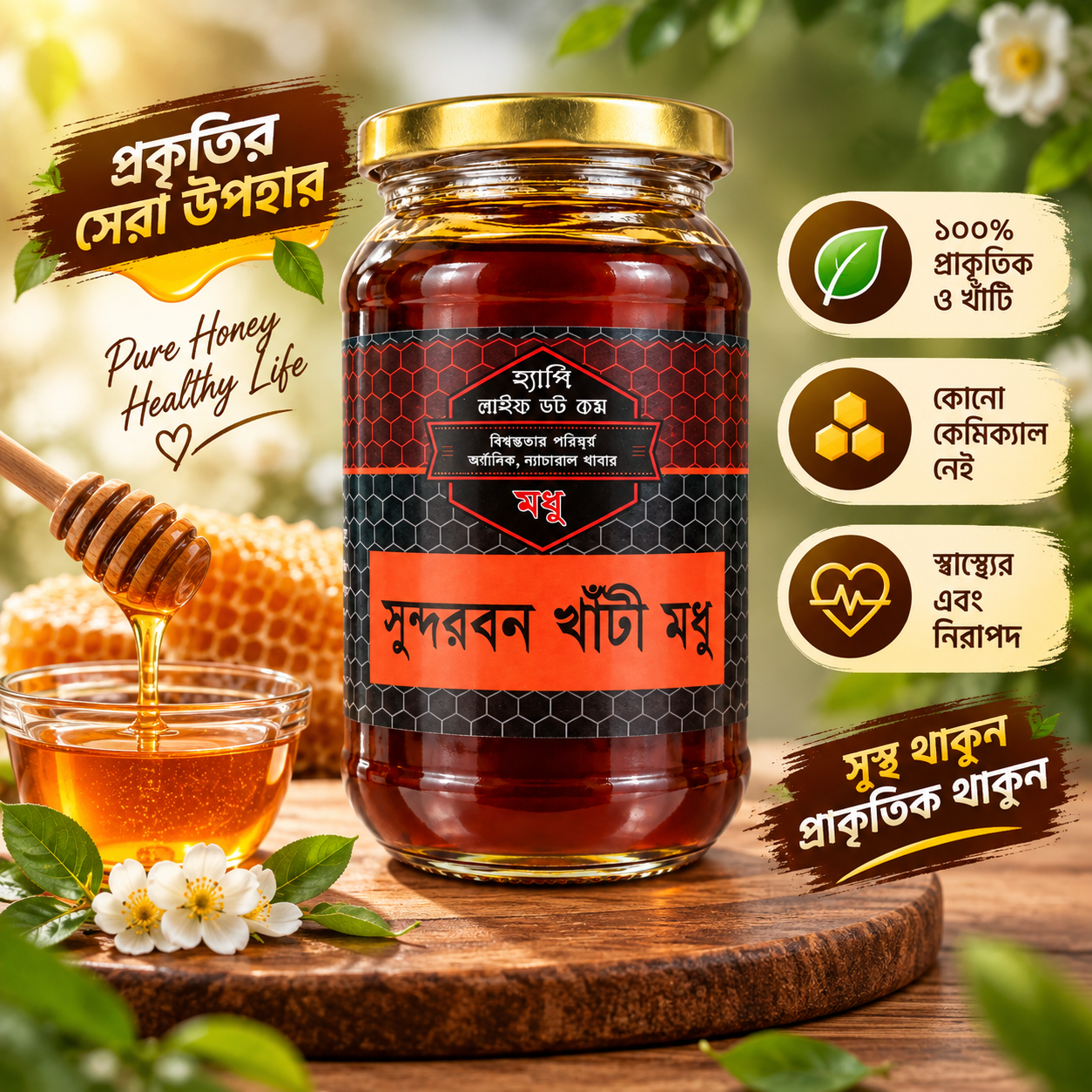 Happy Life Sundarban Pure Natural Honey – 250g