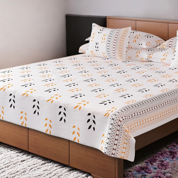 Regal Bed Sheet-301 (Yellow Black Leaf)