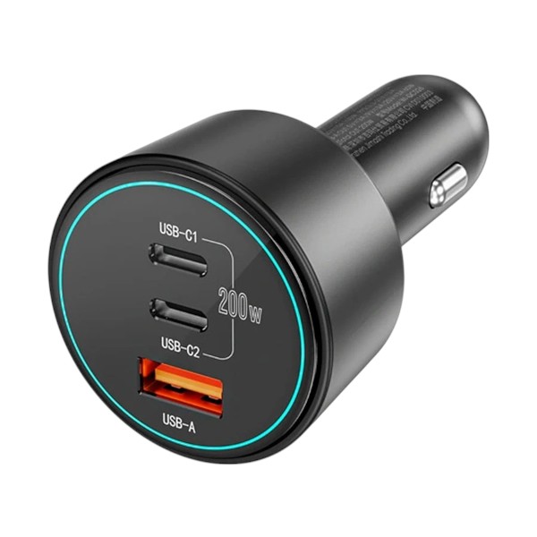 Wiwu Starship 200W 3 পোর্ট কার চার্জার (2xUSB-C এবং 1xUSB-A)