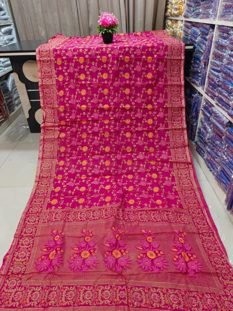 Half Silk Saree with Skin Print Work, No Blouse Piece