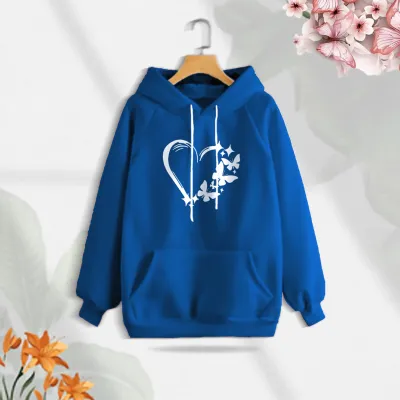 আরামদায়ক লেডিস উইন্টার হুডি (Love Butterflies)