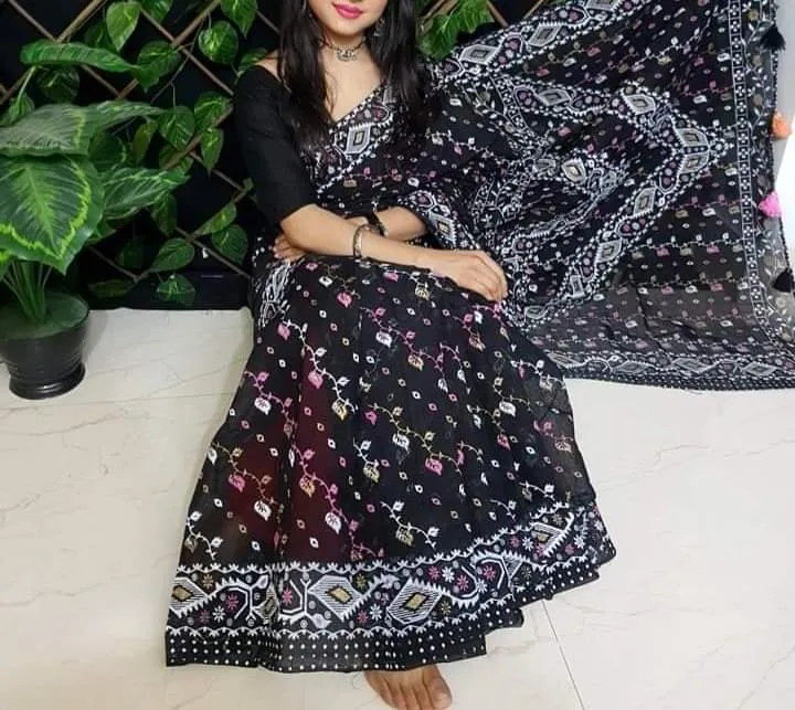 Screen Printed Half Silk Saree for Women, 12 Haath, 6 Colours