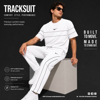 Men's Summer Tracksuit Set, PP Fabric T-Shirt and Trouser, 4 Colours