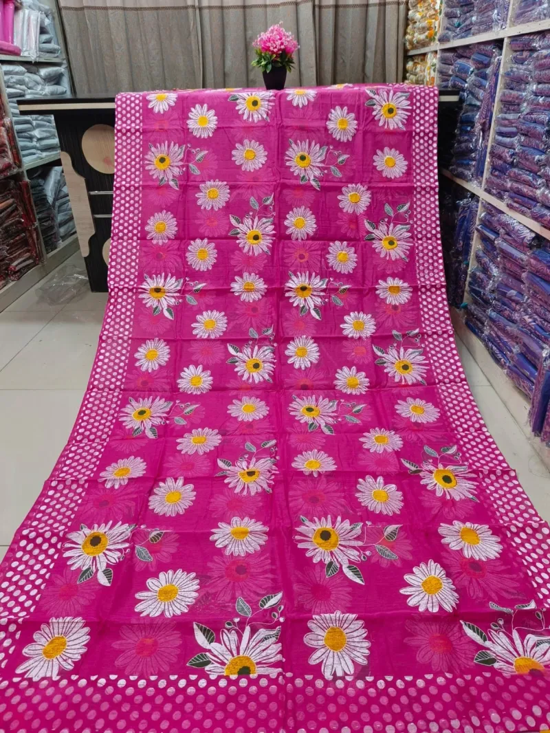 Skin Print Half Silk Saree, Saree Only, 6 Colours