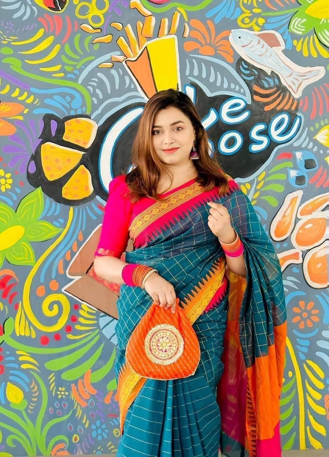 Half Silk Madhurai Check Saree, Without Blouse Piece