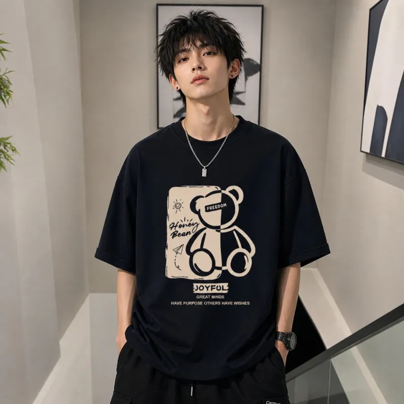 Unisex DTF Print Drop Shoulder T-Shirt, Pure Cotton 200-220 GSM