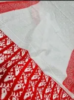 Pohela Boishakh Half Silk Saree with Red Border and Blouse Piece