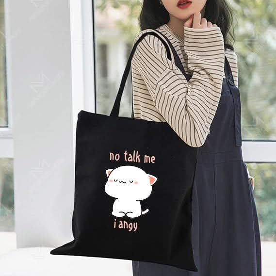 Canvas Tote Bag with DTF Rubber Print, 14x16 Inch