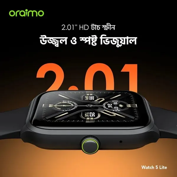 oraimo Watch 5 Lite 2.01″ HD IP68 স্মার্ট ওয়াচ