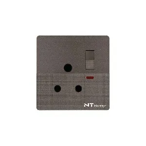 NT blu-ray Chrome Gray 15A 3 পিন রাউন্ড সকেট, সুইচসহ