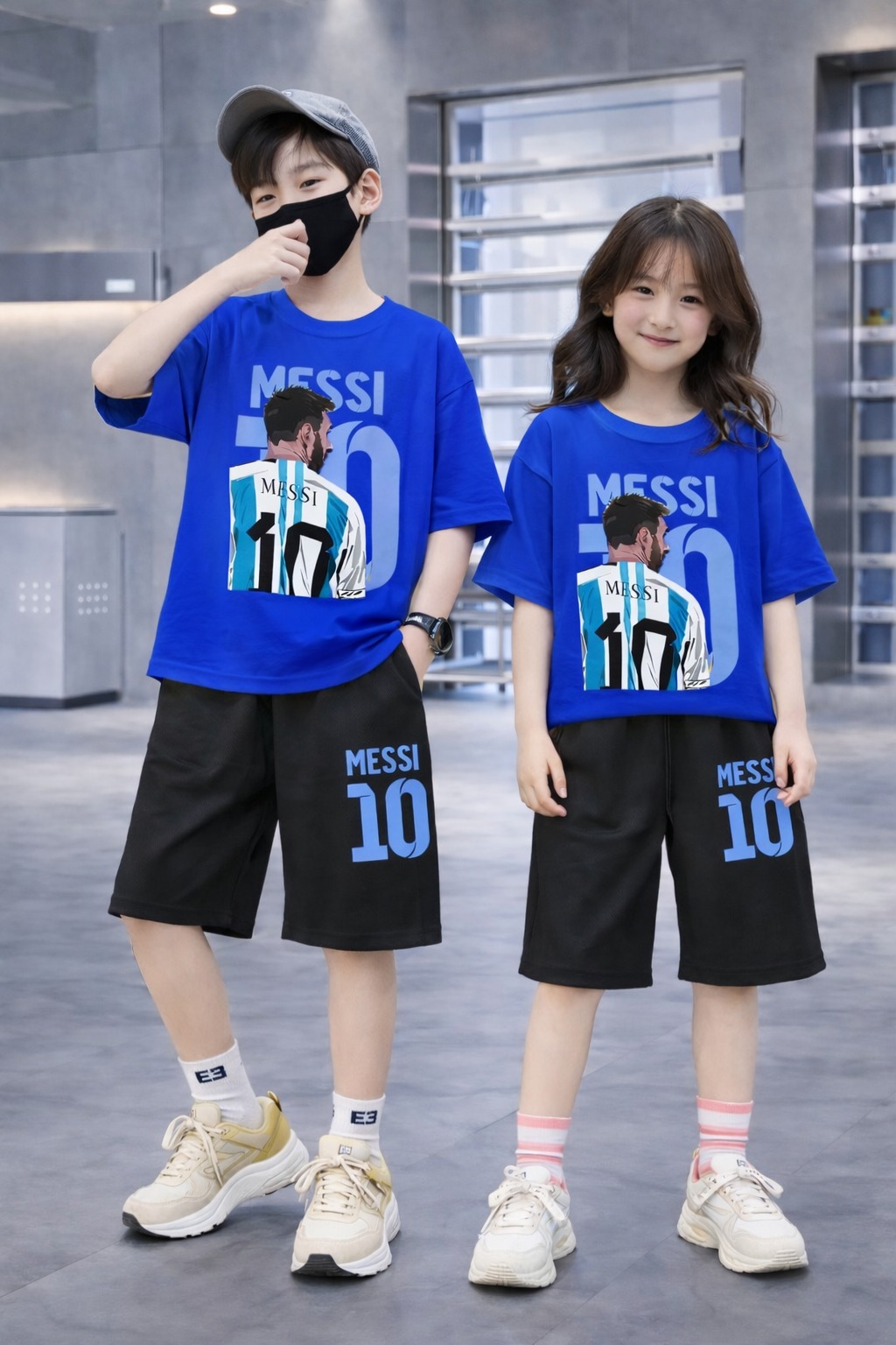 Kids' Drop Shoulder Tee and Drawstring Pant Set, DTF Print