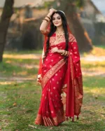সিল্ক স্কিন প্রিন্ট শাড়ি, ম্যাচিং ব্লাউজ পিস, 6 রং