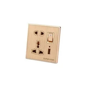 Super Star Glamour 2 ও 3 পিন মাল্টি সকেট, 1 USB সহ