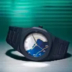 Aura Watch 2025 অ্যারাবিক হাতঘড়ি, সিলভার ডায়াল (নেভি ব্লু)