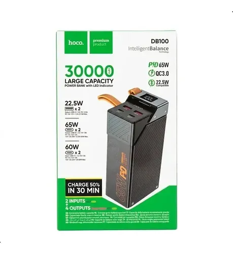 Hoco DB100 Harmony 30000mAh 65W ফাস্ট চার্জিং পাওয়ার ব্যাংক