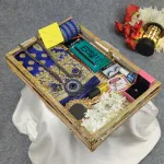 সিল্ক কাতান শাড়ি কম্বো সেট - নীল