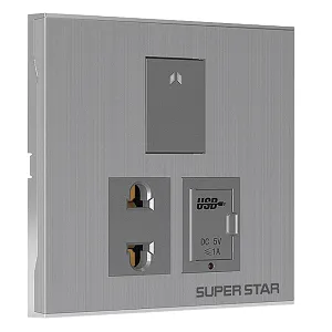 Super Star Silver Line 2 পিন সকেট, একটি USB সহ