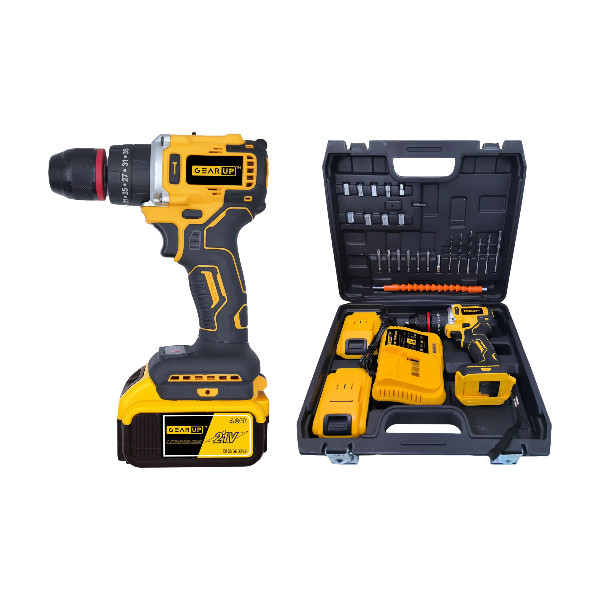 GearUP Cordless Powerful Hand Drill with Brushless Motor — (2 Lithium Battery Included)