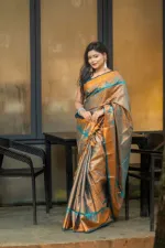 Kanjivaram Katan Saree with Zari Weave Pallu, Full 12 Haath