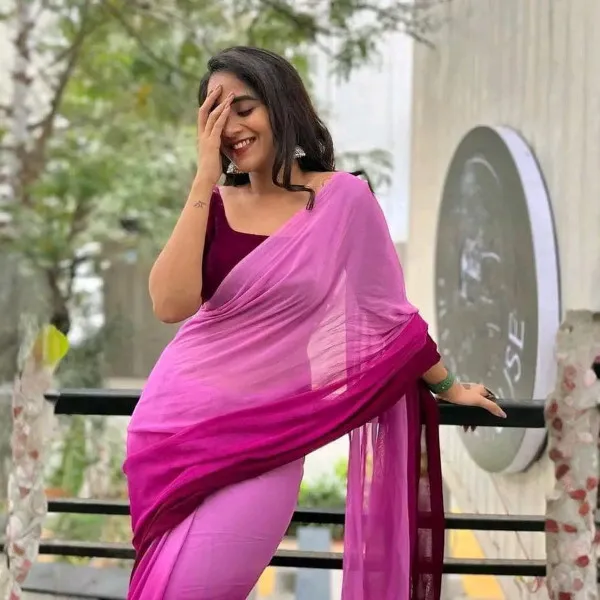 প্রিমিয়াম রেইনবো জর্জেট শাড়ি