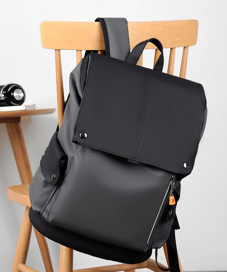 Men's Premium Waterproof PU Leather Laptop Backpack - Ash