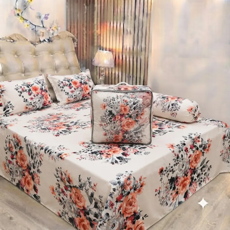 5 Piece Twill Cotton Comforter Set with King Size Bed Sheet