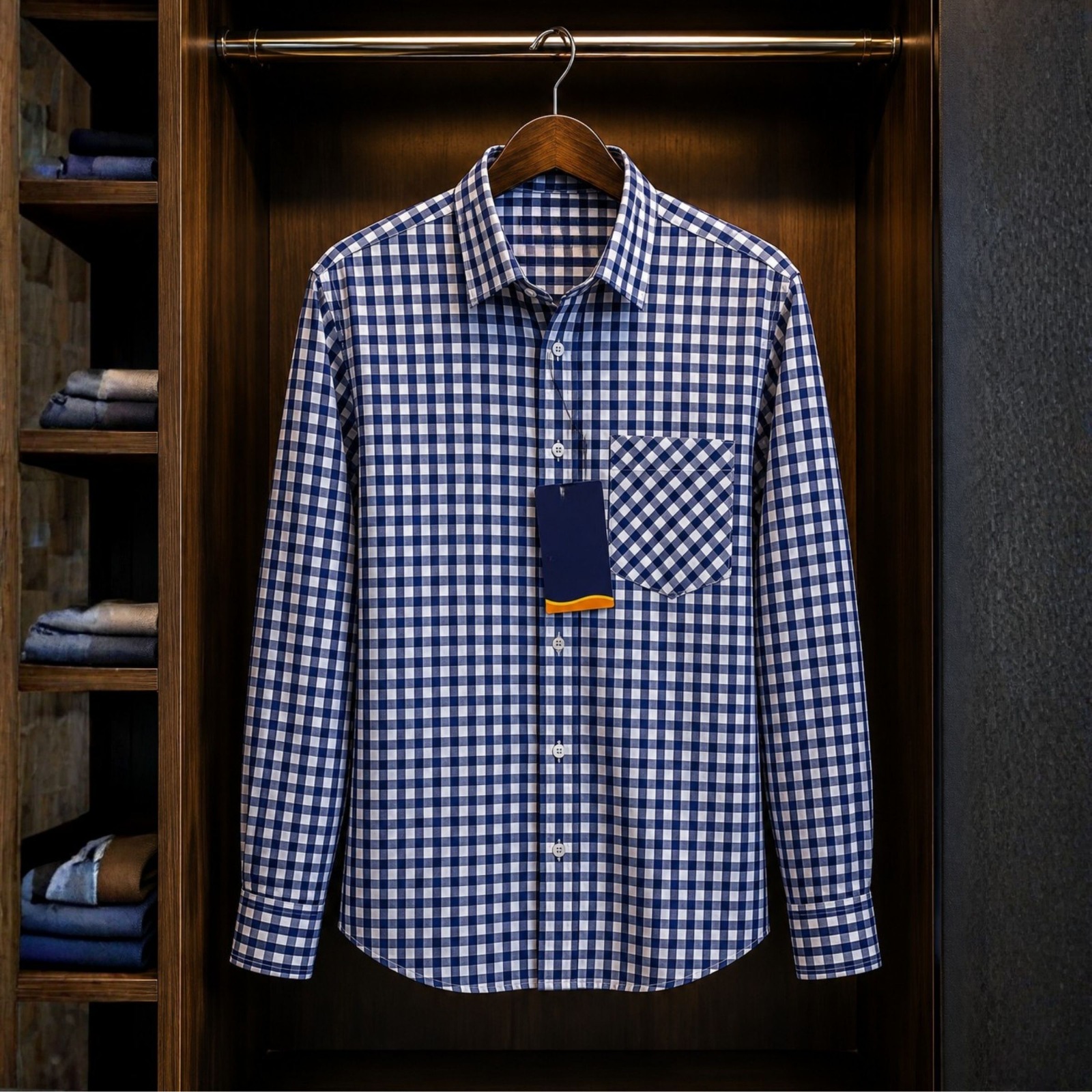 Men's Formal Check Shirt in Oxford Cotton, Collar 15 to 16.5