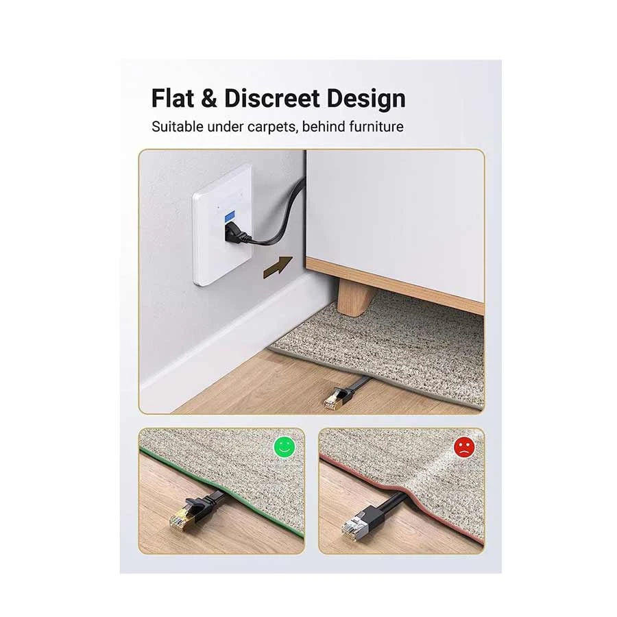 UGREEN NW106 (11263) Cat-7 U/FTP 5 Meter Black Flat Network Cable