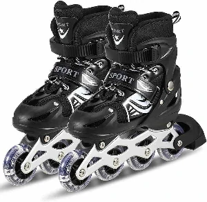 Adjustable inline roller skating shoes