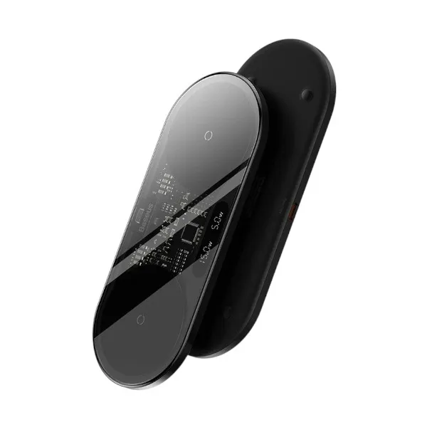 Baseus ডিজিটাল LED ডিসপ্লে 2-in-1 WXSX010101 15W ওয়্যারলেস চার্জার (কালো)