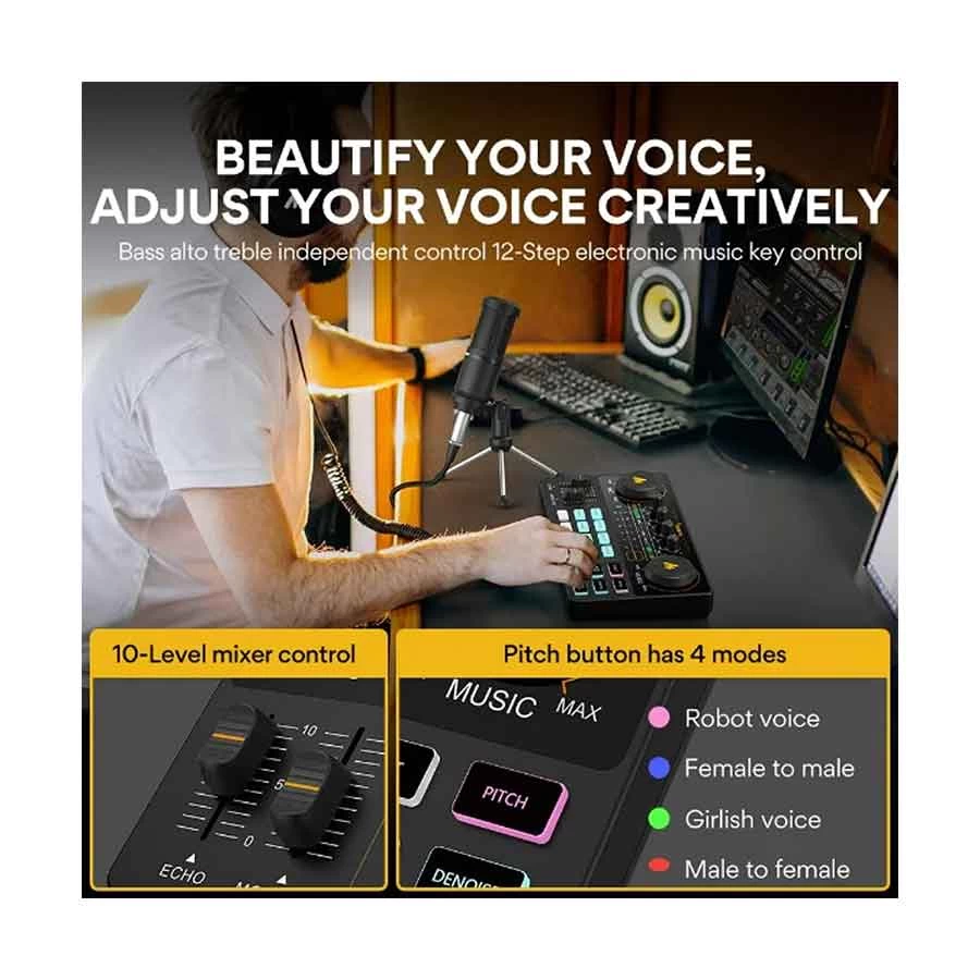Maono AU-AM200 S1 Maonocaster Lite All-in-One Podcast Studio, Black
