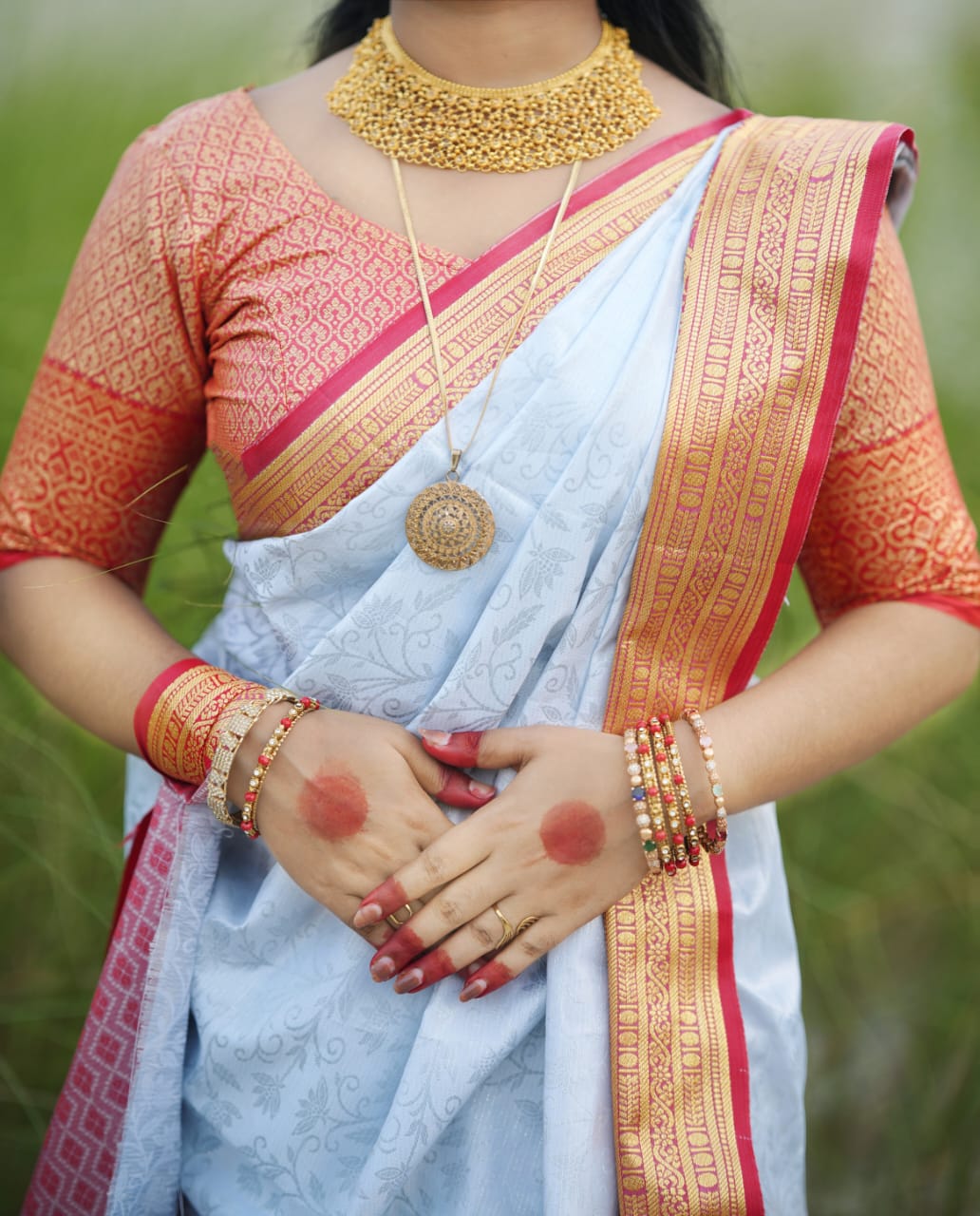 Woven Katan Saree for Festive Wear, 5 Colours