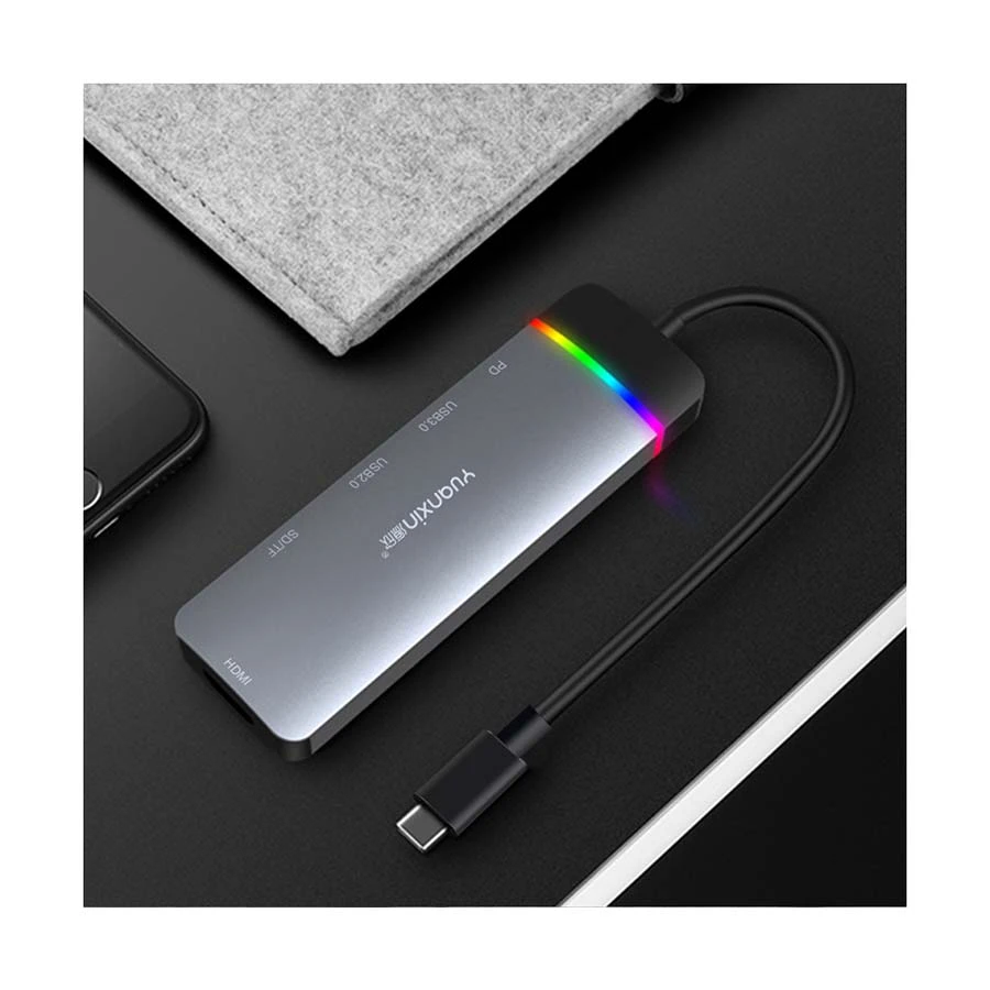 Yuanxin X-32036 USB-C to HDMI, USB 3.0, USB 2.0, TF, SD & PD Hub