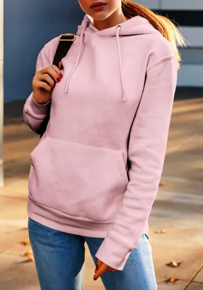 Women's Solid Colour Hoodie, 80% Cotton 20% Fleece, Sizes M to XL