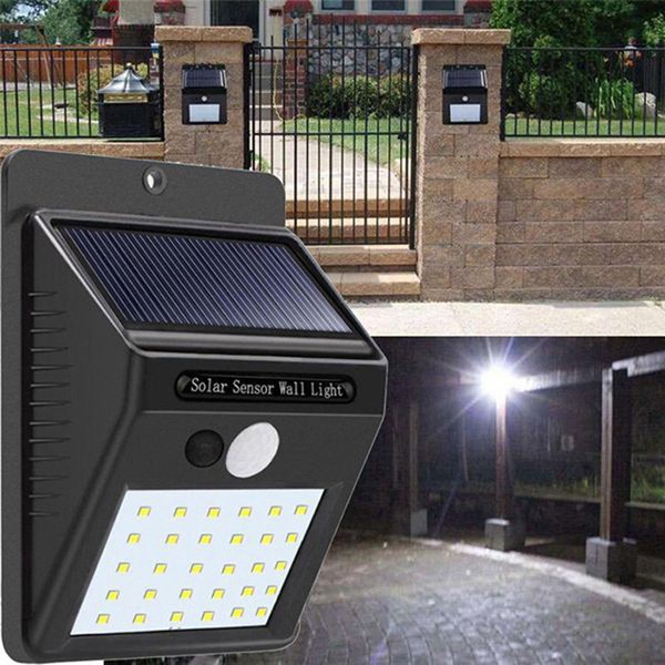 30 LED মোশন সেন্সর ওয়াল সোলার লাইট, ওয়াটারপ্রুফ সিকিউরিটি ল্যাম্প