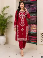 লিনেন ফুল বডি এমব্রয়ডারি টু পিস সেট, M থেকে XXL