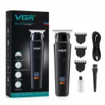 VGR V-937 কর্ডলেস হেয়ার ও বিয়ার্ড ট্রিমার – LCD ডিসপ্লে, 2000mAh (কালো)