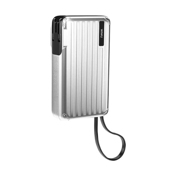 Wiwu Summit 3 ইন 1 10000mAh 65W সিলভার পাওয়ার ব্যাংক, বিল্ট-ইন চার্জারসহ