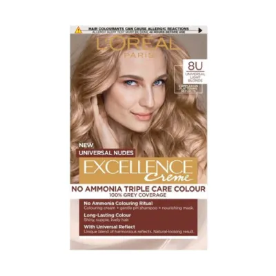 L'Oreal Excellence নো অ্যামোনিয়া ট্রিপল কেয়ার হেয়ার কালার - 8U Universal Light Blonde