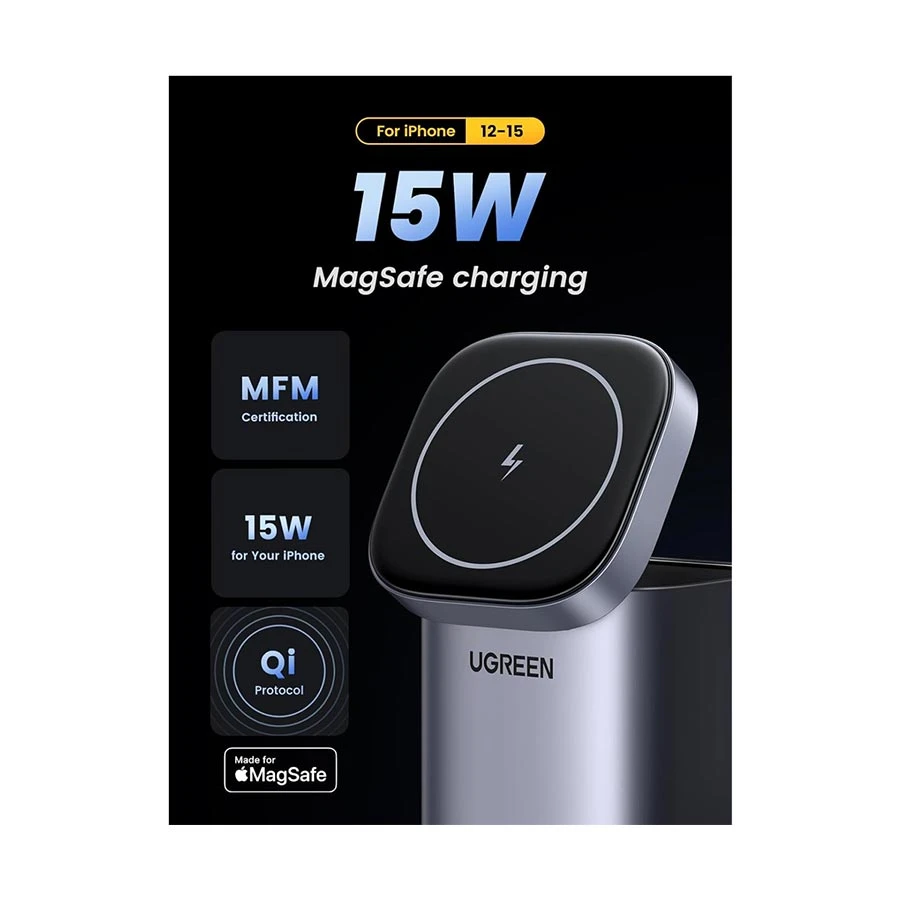 UGREEN CD342 100W GaN USB-C & USB-A Charger with MagSafe, Space Gray