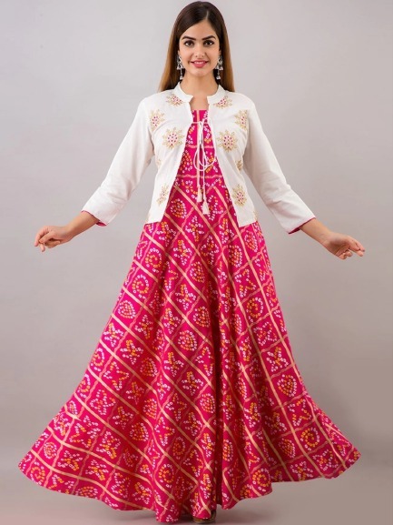 AC Cotton Gown Koti Two Piece with Embroidered Koti