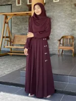 Aneya Kuchi Borka Set with Hijab, Cherry Fabric, 6 Colours