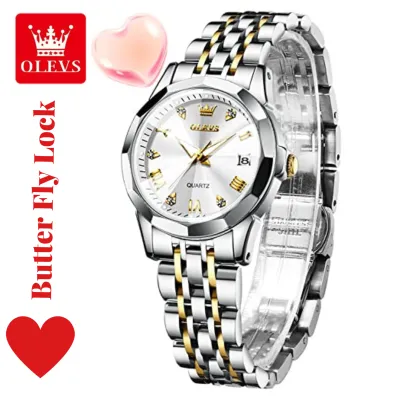 OLEVS 9931 মেয়েদের ঘড়ি, বাটারফ্লাই লক – সিলভার